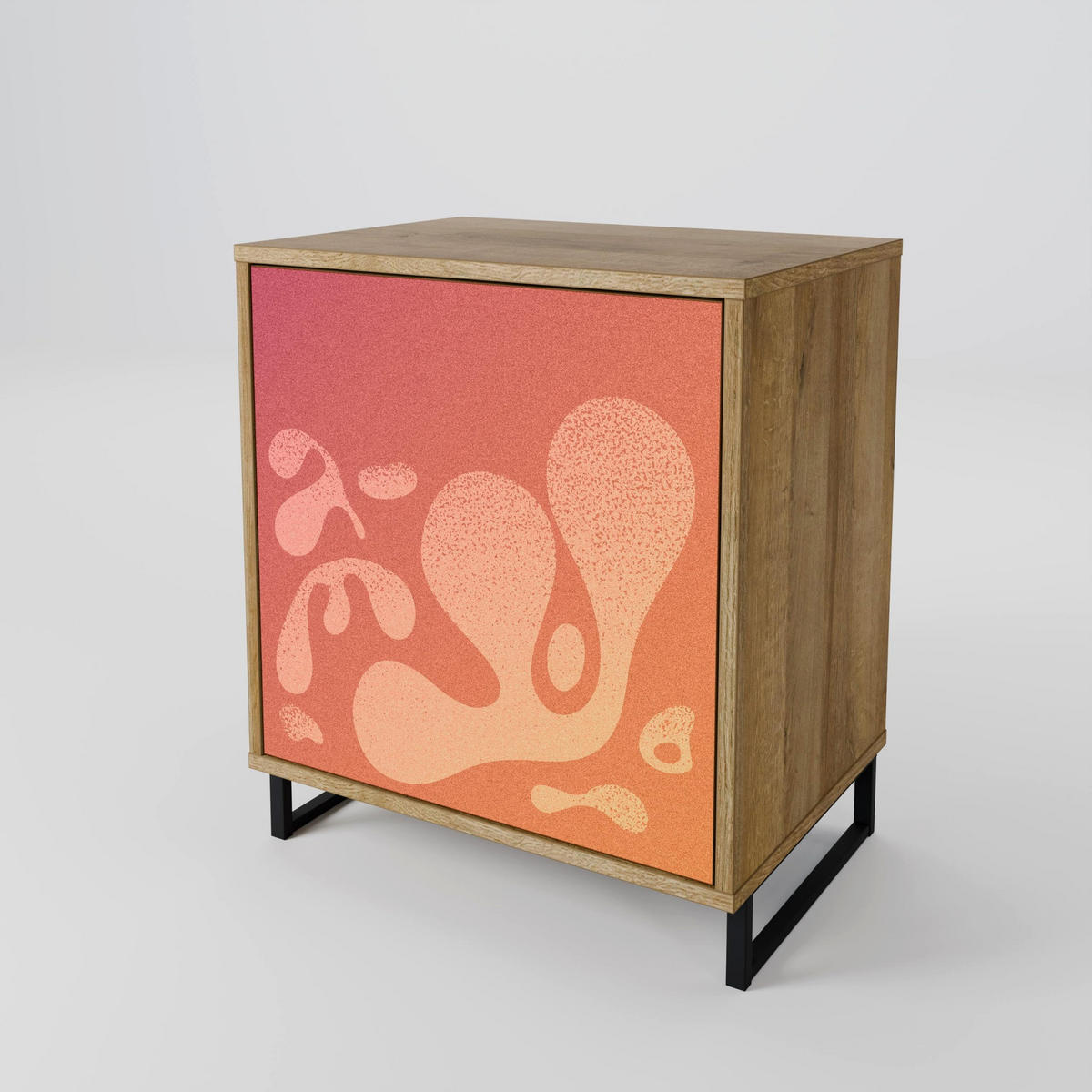 SIDEBOARD IRREGULAR PINK, Eichefarben, 57,5x42x77,5 cm, Schräge Buchenholzfüße - Eichefarben/Buchefarben, Holzwerkstoff/Buchenholz (57.5/77.5/42cm) - SpaceRebels