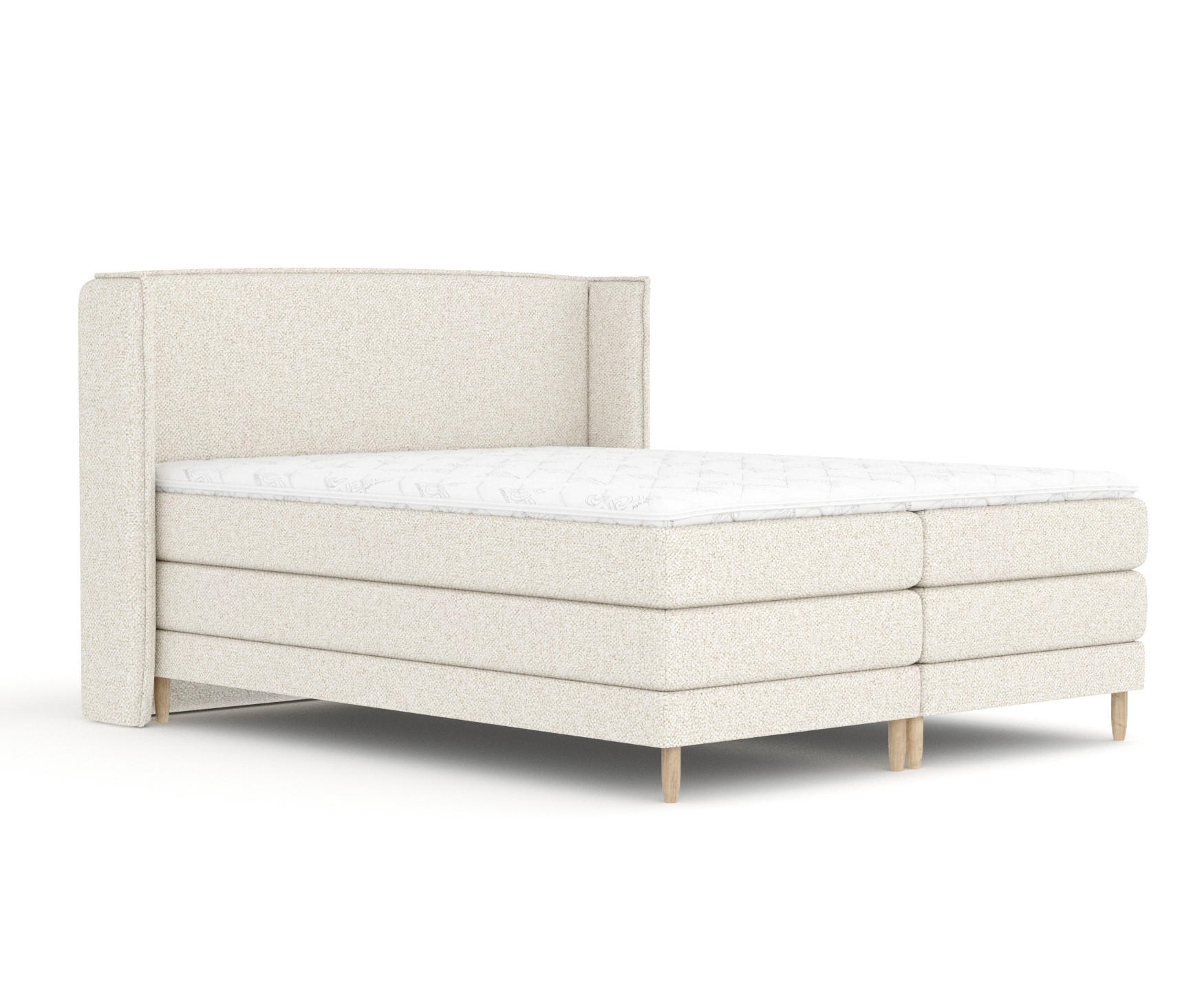 BOXSPRINGBETT Carizzo Creme 160/200 cm mit Matratze und Topper - Creme/Naturfarben, Holz/Holzwerkstoff (160/200cm) - Maison de Reve