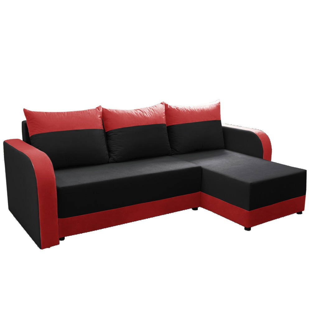 imoebel24 Ecksofa Rot, Schwarz 280x138 cm