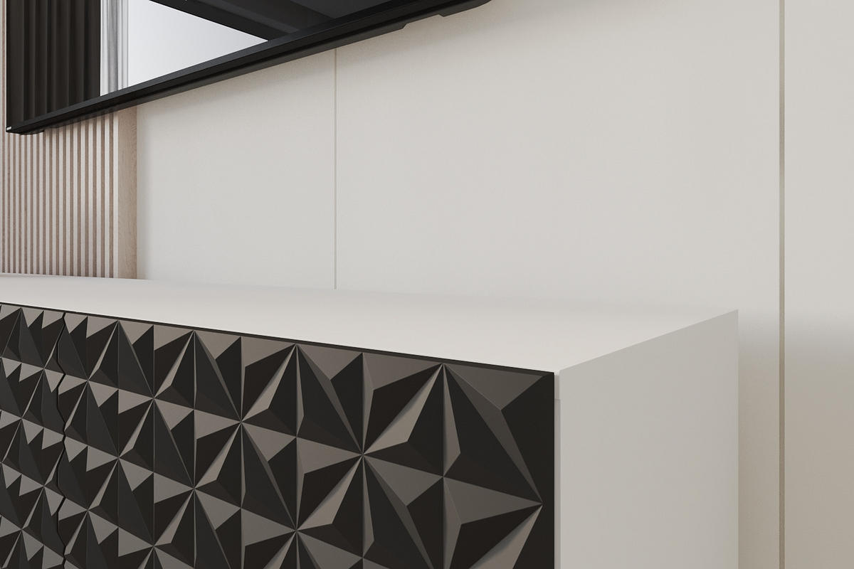 LOWBOARD VIRA-W 3x100x40x41 cm - Weiß / Schwarz - Schwarz, Holzwerkstoff (300/40/41cm) - ALTDECOR