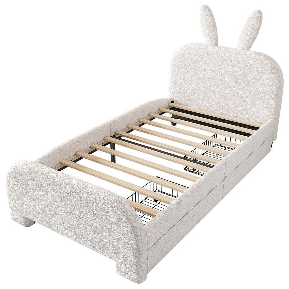 KINDERBETT 90/200 cm in Weiß mit Zwei Schubladen - Weiß, Holz/Textil (90/200cm) - KOMHTOM