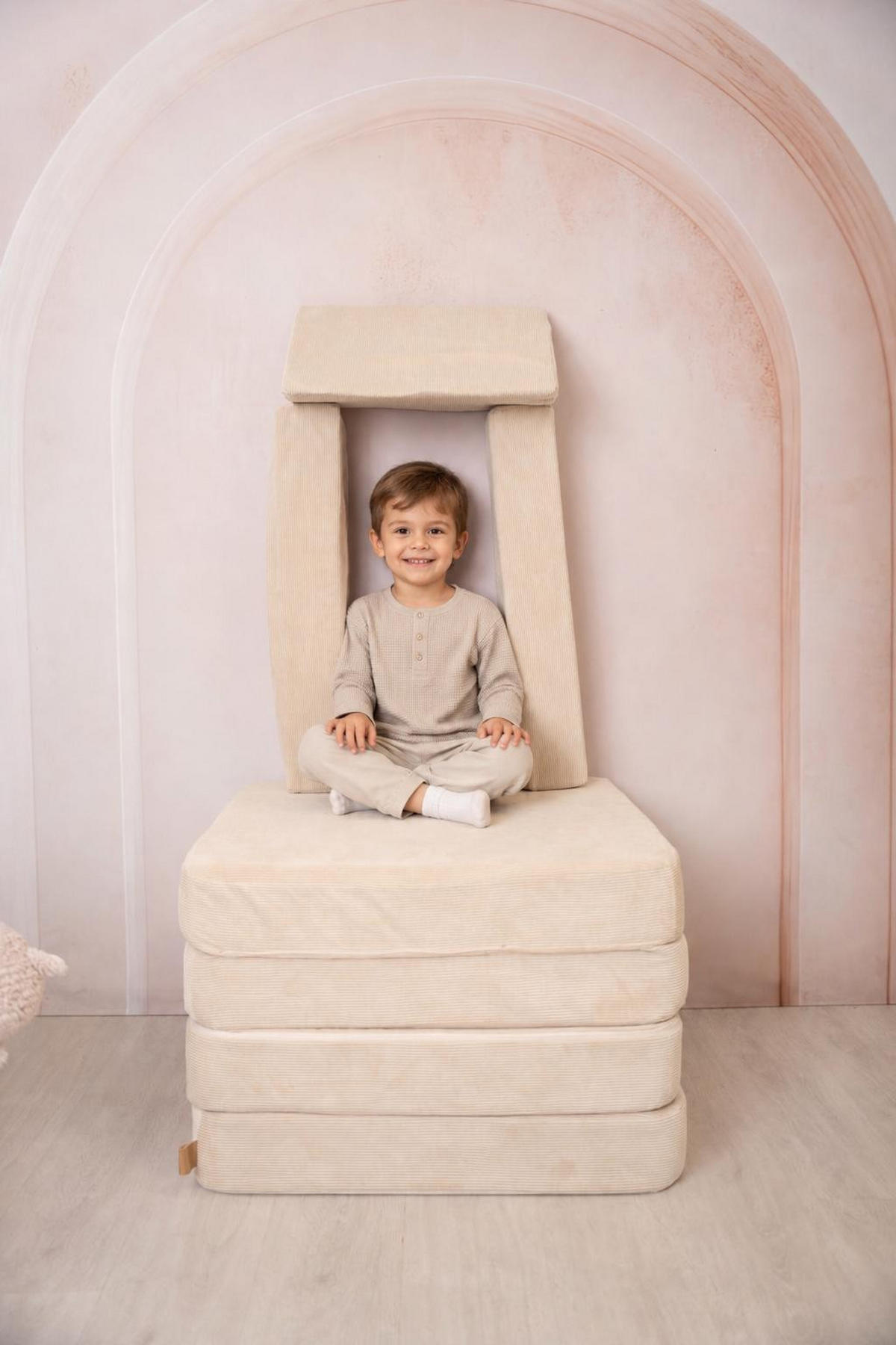 KINDERSOFA mit Schlaffunktion Cordsamt Forrest Khaki - Olivgrün, Textil (160/24/80cm) - AngeLove