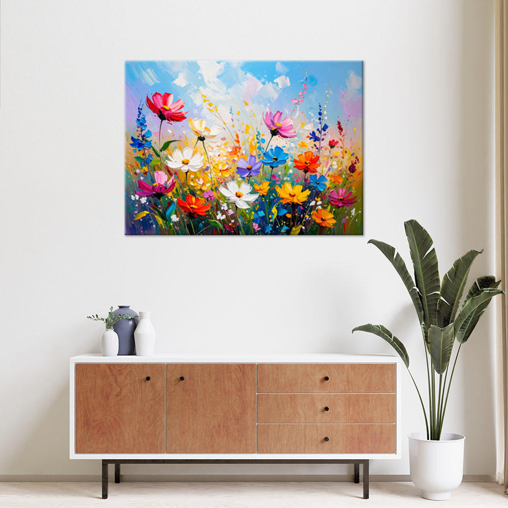 LEINWANDBILD Bunte Wildblumen 120x80cm - Multicolor, Textil (120/80cm) - Feeby