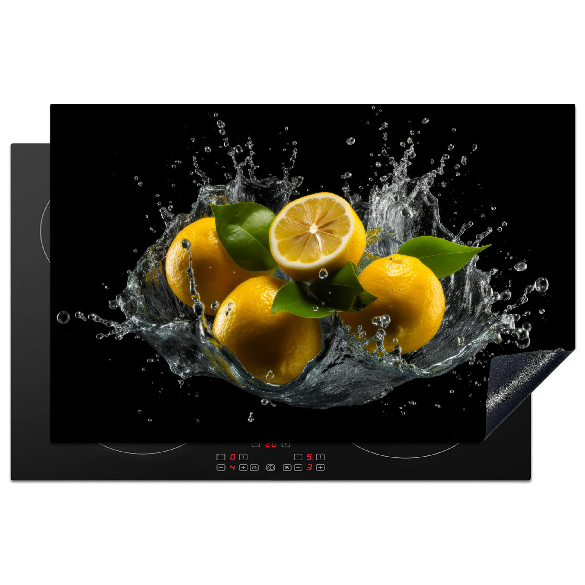 MuchoWow KRYT NA INDUKČNÍ DESKU Citron - Ovoce - Žlutá - Černá 81x52 cm