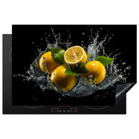 HERDABDECKPLATTE Zitrone - Obst - Gelb - Schwarz 80x52 cm - Gelb, Kunststoff (80/0.2/52cm) - MuchoWow