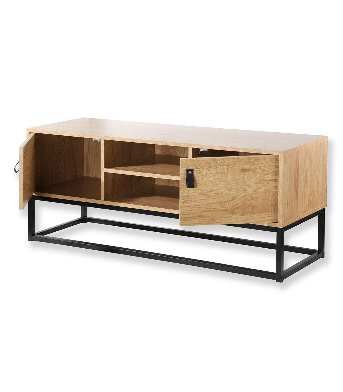 TV-MÖBEL Eiche Dekor 2 Türen und zentrale Ablage - L120 cm - Nussbaumfarben, Holzwerkstoff (39/48/120cm) - Calicosy