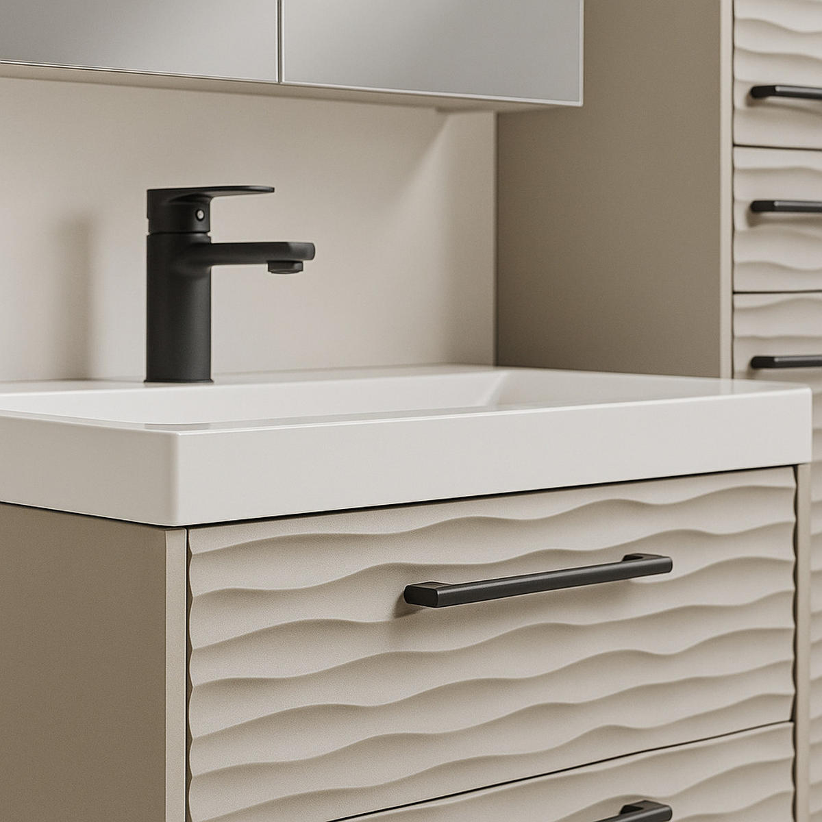 BADMÖBEL-SET Etna 4 Teile Cashmere - 60 x 35 x 51 cm - Kaschmir, Holz (60/51/35cm) - Badplaats