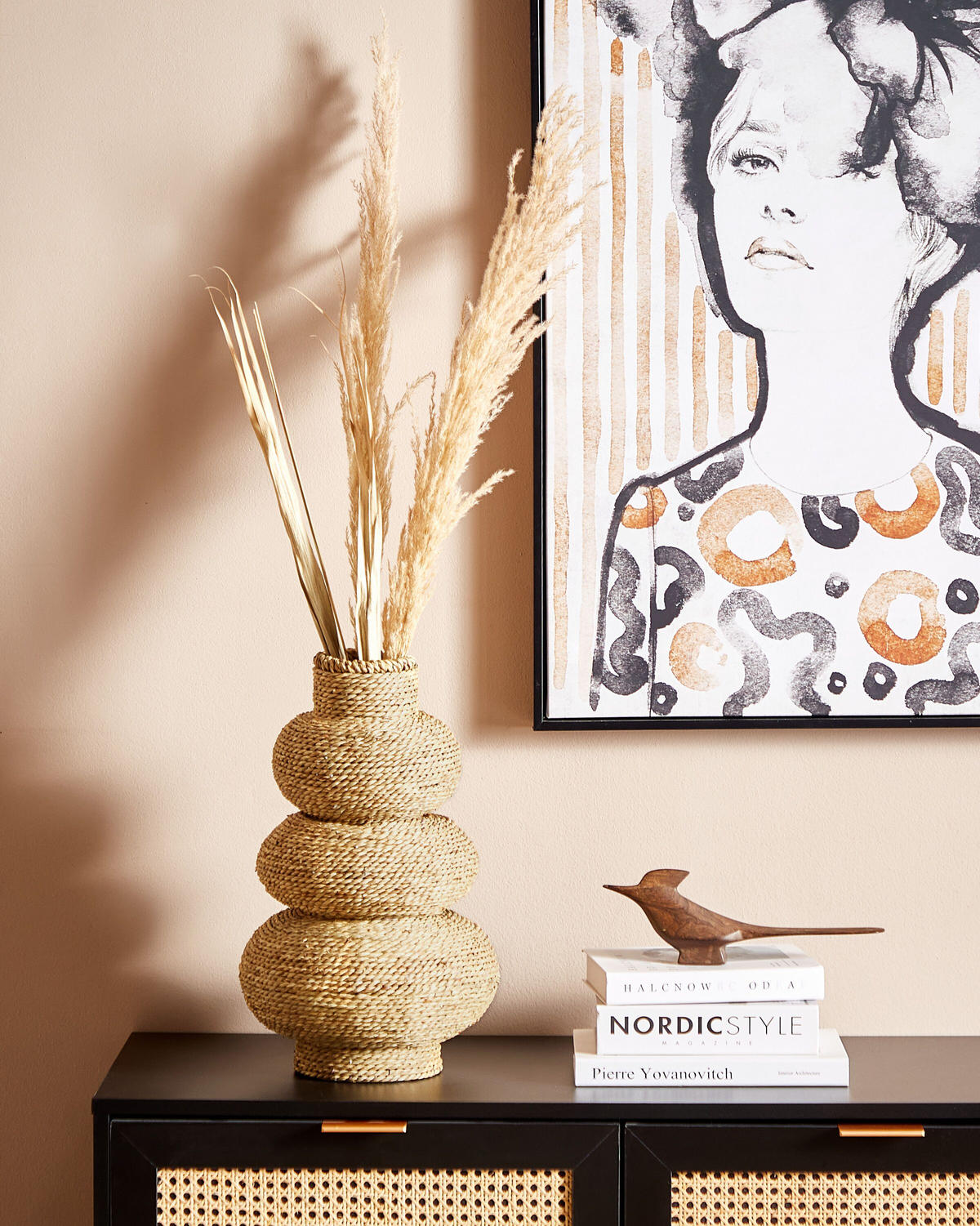 DEKOVASE Seegras natürlich Marang - Naturfarben, Naturmaterialen (41cm) - Beliani