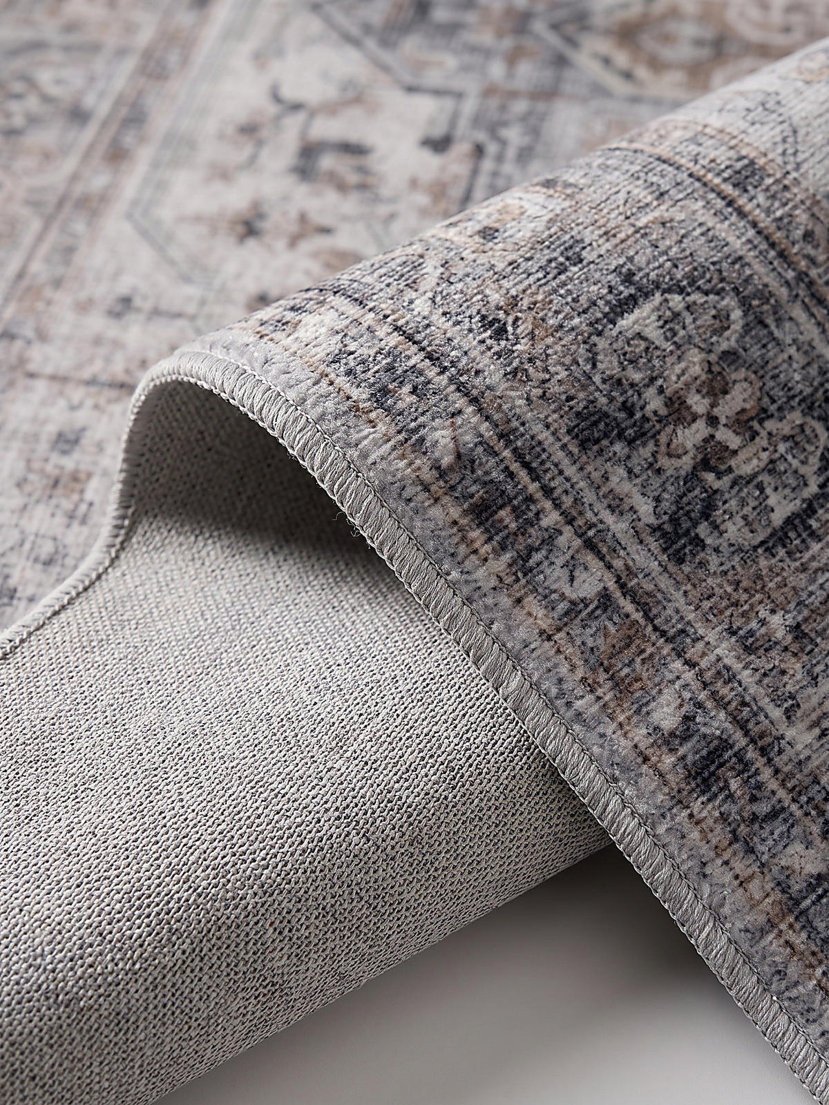 TEPPICH Kurzflor, waschbar, mit Medaillon, VERNANTE in Beige-Grau, 200 x 290 cm - Beige, Textil (200/290cm) - KADIMA DESIGN