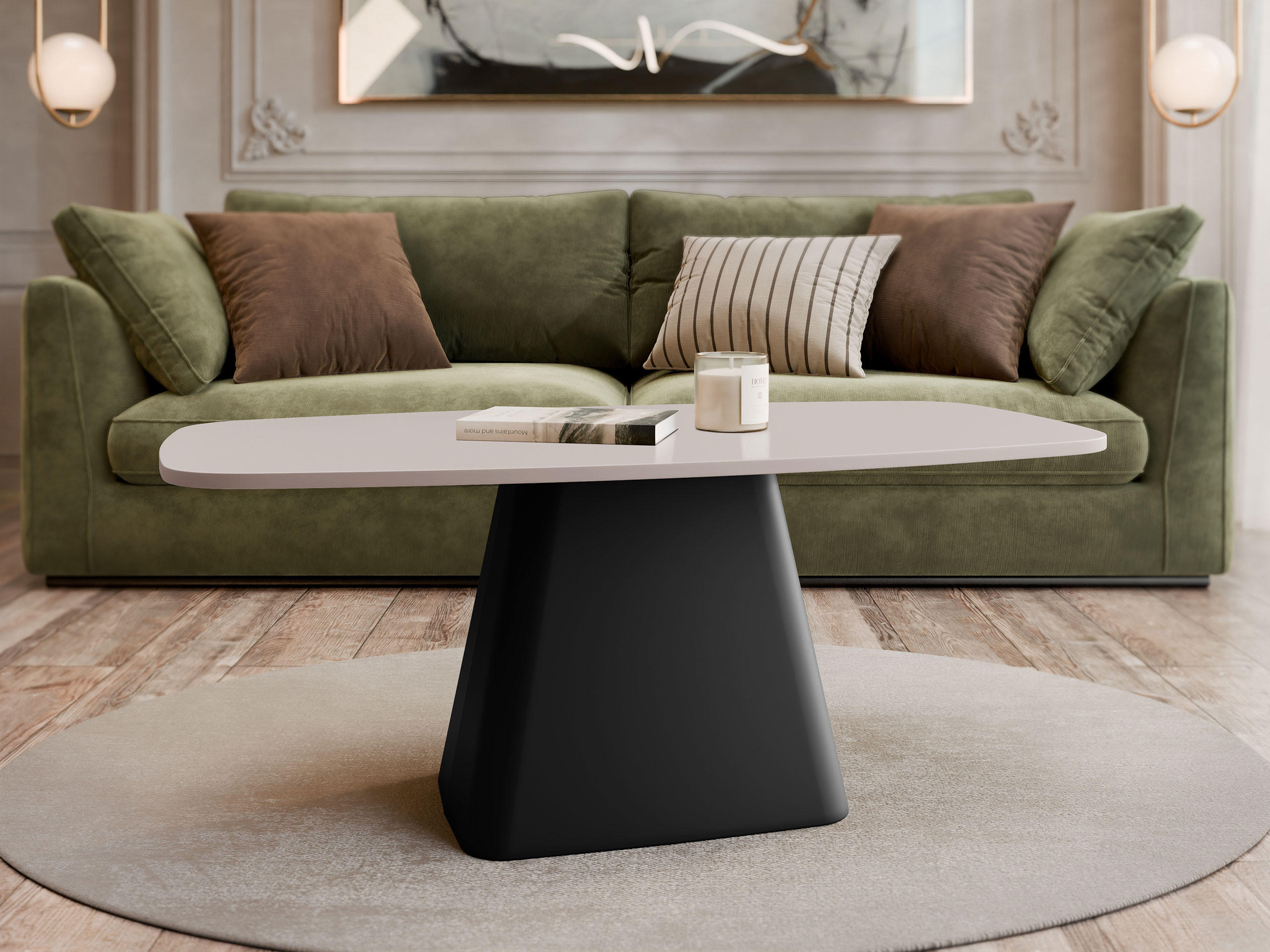 COUCHTISCH Noa - Kaschmir/Schwarz, Holzwerkstoff/Metall (60/120/48cm) - MIRJAN24