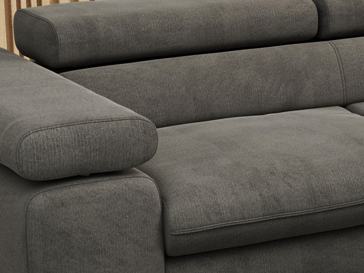 ECKSOFA PETER L Dunkelgrau Velvet - Rechts Seite - Dunkelgrau/Schwarz, Textil/Metall (273/208cm) - MKS