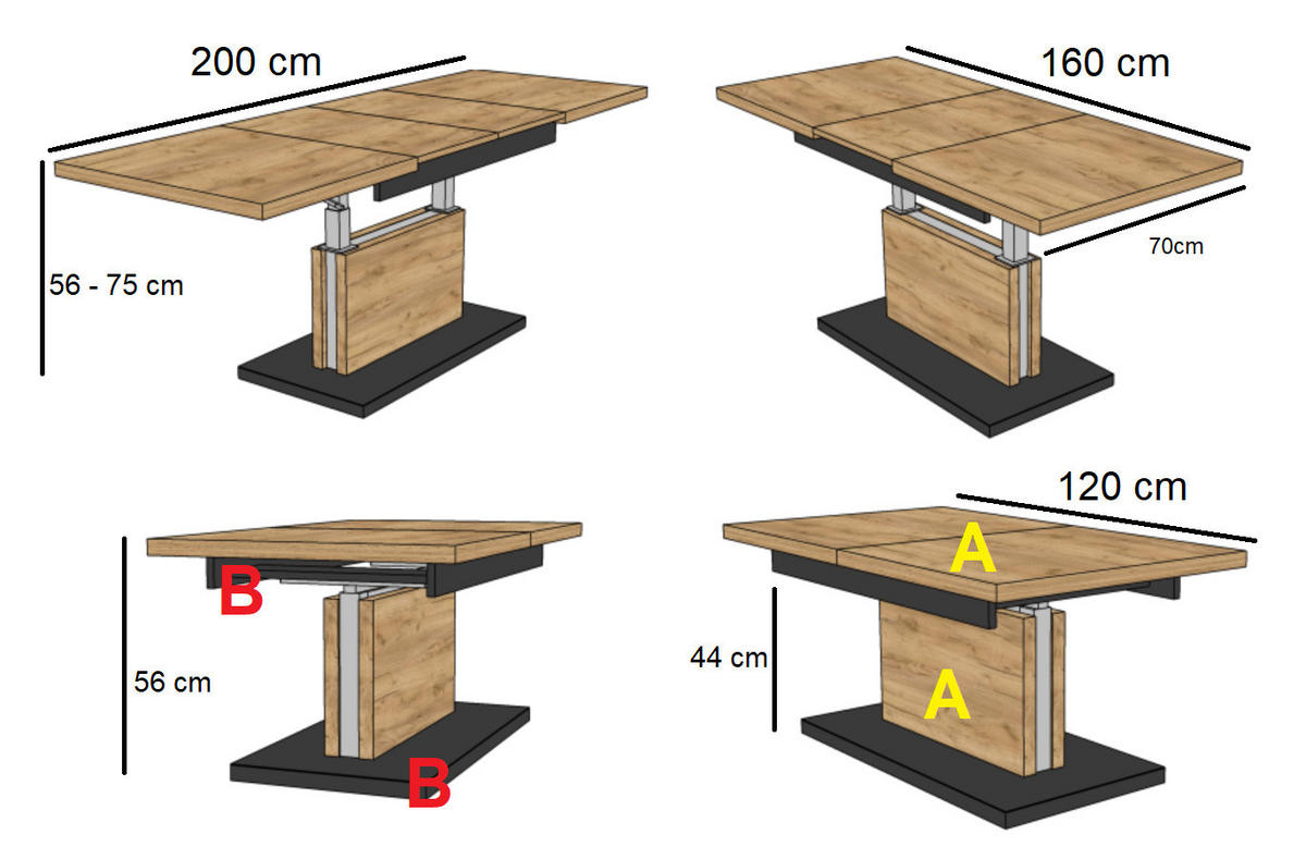 COUCHTISCH rechteckig Weiß matt höhenverstellbar ausziehbar - Weiß, Holzwerkstoff (70/120/56cm) - designimpex