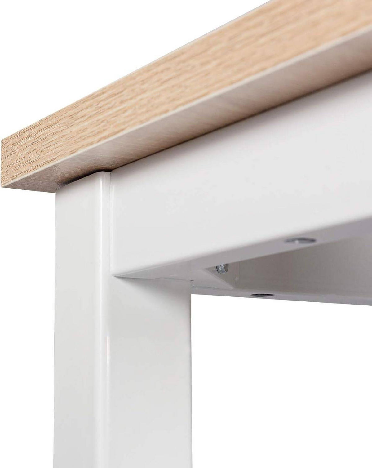 BARTISCH Set mit 2 Barhockern, aus Metall & Holz - Hellbraun/Weiß, Holzwerkstoff/Metall (40/120/100cm) - Woltu