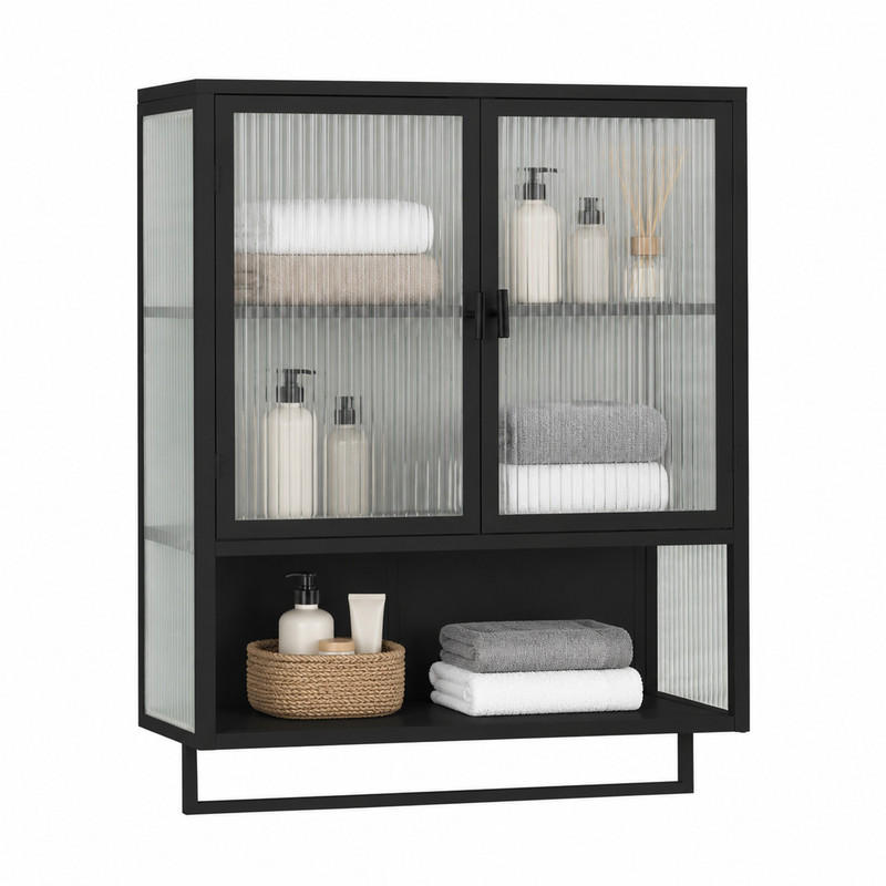 Beauniv Wandschrank Schwarz 23x78x60 cm
