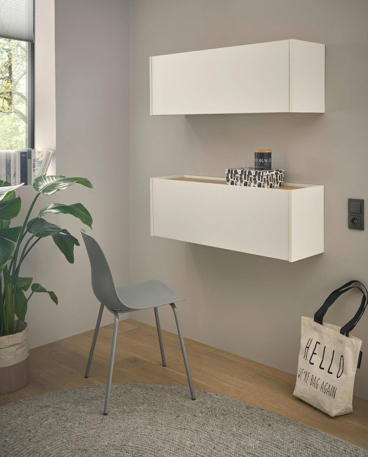 SEKRETÄR Set 2-teilig weiß, Eiche Wotan 100 cm, Büromöbelkombination hängend mit Stauraum - Eiche Wotan/Weiß, Holz/Holzwerkstoff (30/100/170cm) - Furn.Design