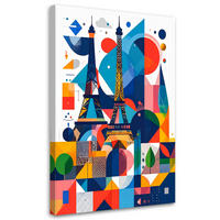 LEINWANDBILD Paris Eiffelturm im Bauhaus-Stil 70x100cm - Multicolor, Textil (70/100cm) - Feeby