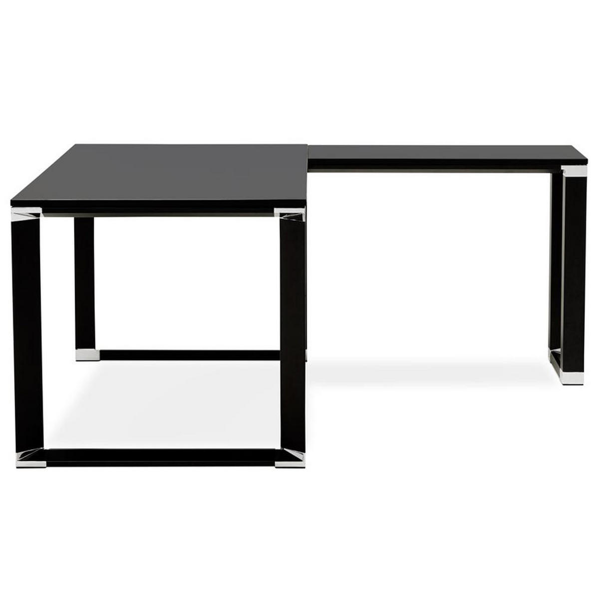 ECKSCHREIBTISCH Holz Metall Chromakzente KERIX, Schwarz 170x160x74 cm - Schwarz, Holz/Metall (160/170/74cm) - KADIMA DESIGN