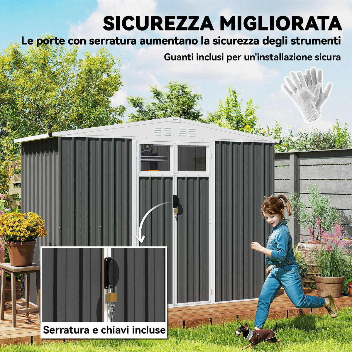 GARTENHAUS Grau 1 Stück - Grau, Kunststoff/Metall (117/180/246cm) - GiPP