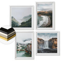 WANDBILDER 4er-Set - 50x50 cm & 40x60 cm Weißer Rahmen - Bergstrände Wolken Wasser - Weiß, Kunststoff (50/50cm) - ArtPrintCave