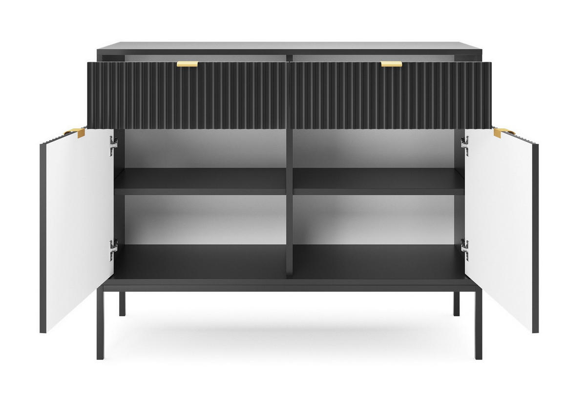 SIDEBOARD 104 cm mit Schubladen Galla, Sideboard, Schwarz + Gold - Goldfarben/Schwarz, Holz (104/83/39cm) - Emporius