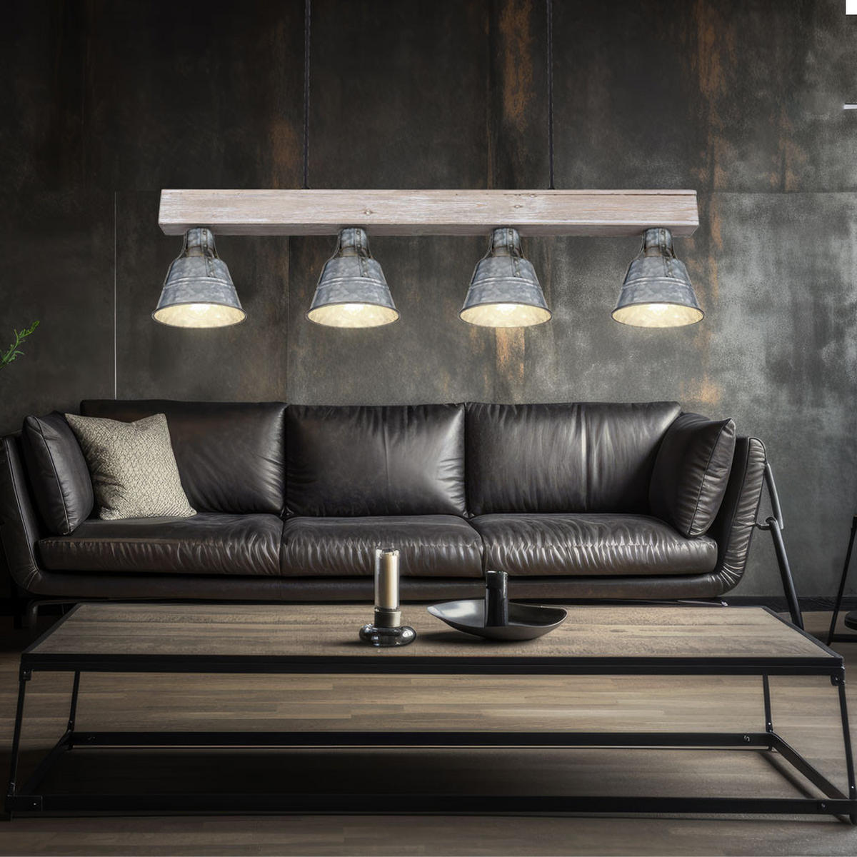 HÄNGELEUCHTE GÜNTHER Silber - Silberfarben, Holz (85/14/85cm) - Globo Lighting