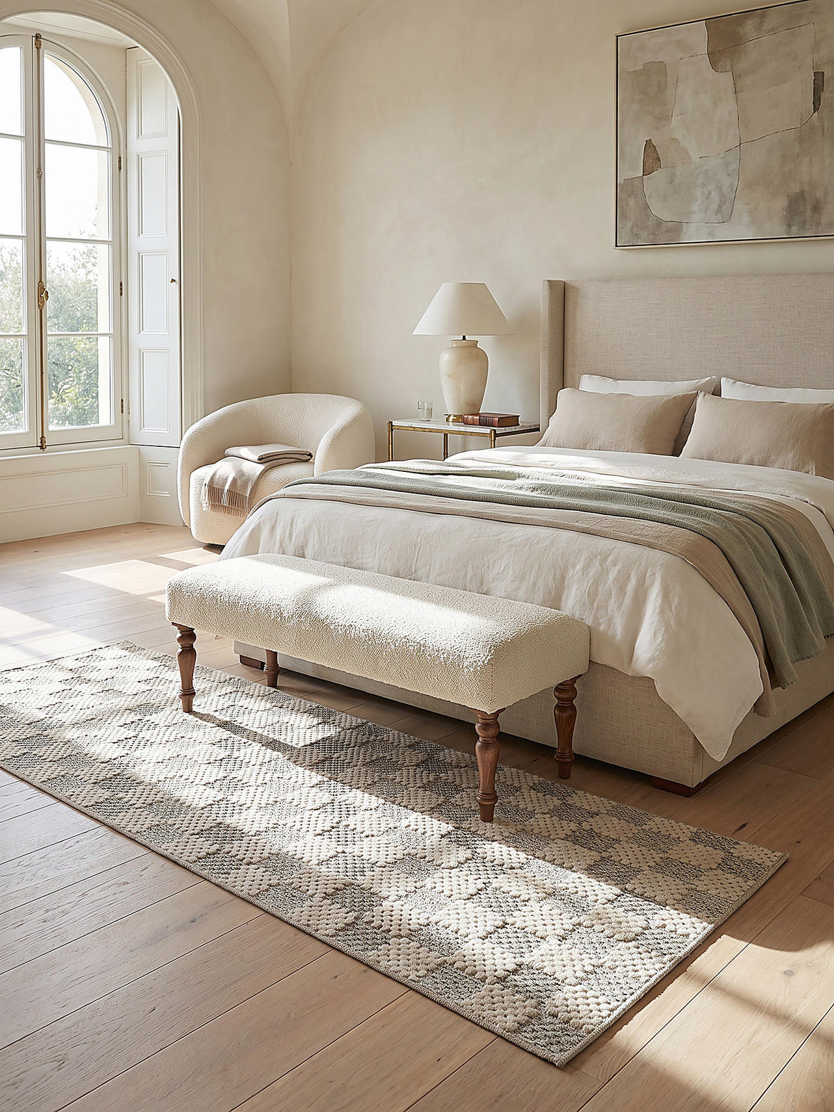 TEPPICHLÄUFER waschbar AFTON, Schachbrettmuster, Natur-Grün, 80 x 230 cm - Beige/Grün, Textil (80/230cm) - KADIMA DESIGN