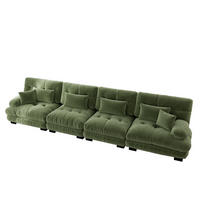ECKSOFA 406/77/81 cm 4-Sitzer grün aus Chenille mit modularem Tiefensitz - Grün, Textil (77/406cm) - OKWISH
