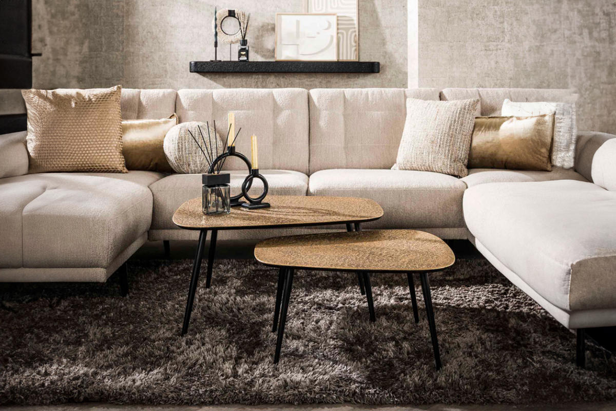 COUCHTISCH-SET LAUCA Bronze Metall - Schwarz/Bronzefarben, Metall (80/70/42cm) - KAWOLA