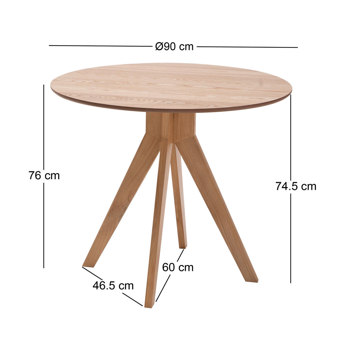 ESSTISCH Rund Braun 90 x 90 x 76 (cm) - Braun, Holz (90/90/76cm) - Nordlys