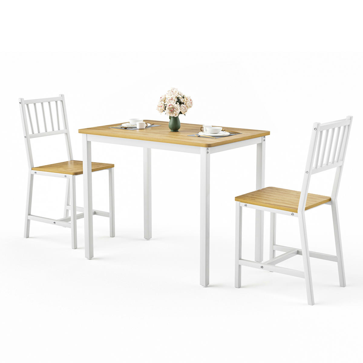 ESSGRUPPE DE-39325 3-teilig, mit 2 Stühlen Weiß - Weiß, Holzwerkstoff (90/75.5/60cm) - ComfortXL