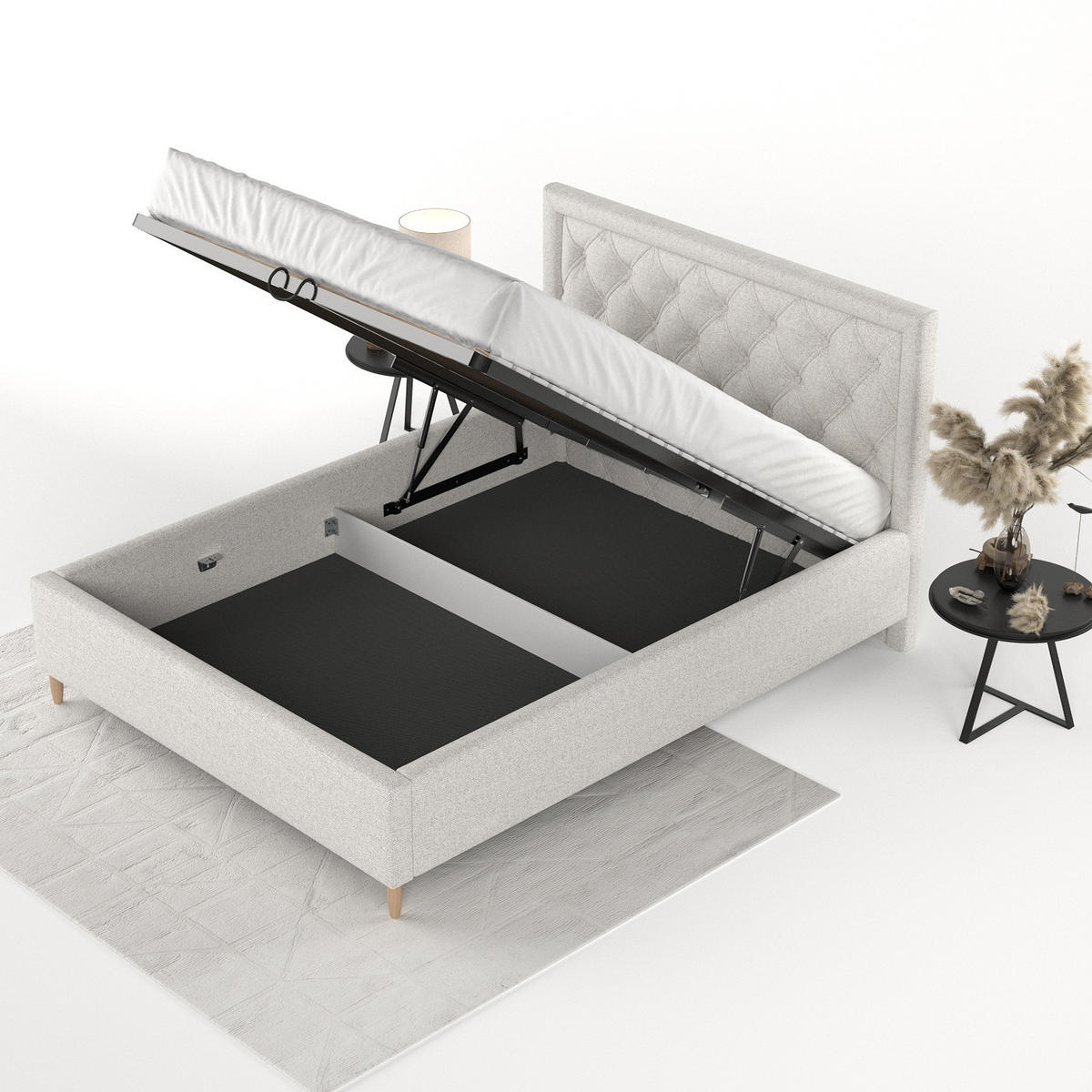 POLSTERBETT Lido 180/200 cm Hellbeige im Riva Stoff - Beige/Naturfarben, Holz/Holzwerkstoff (180/200cm) - AltaBeds