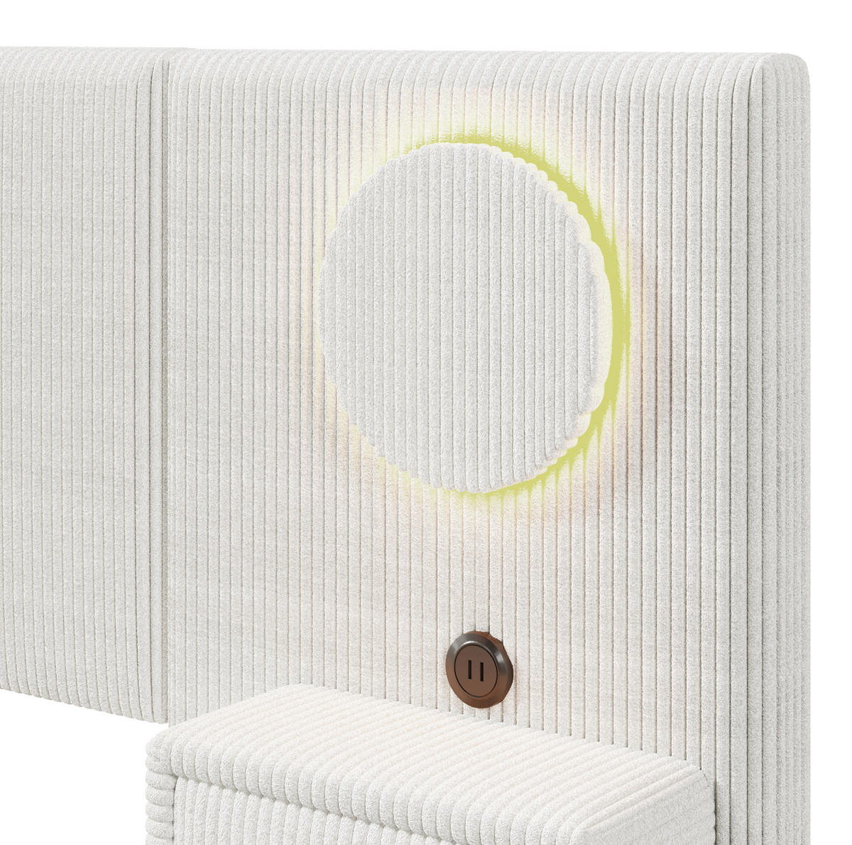 POLSTERBETT 180x200 cm in Beige mit LED-Kopfteil, USB-Anschlüssen und Nachttischen - Beige, Textil (180/200cm) - IVMEU