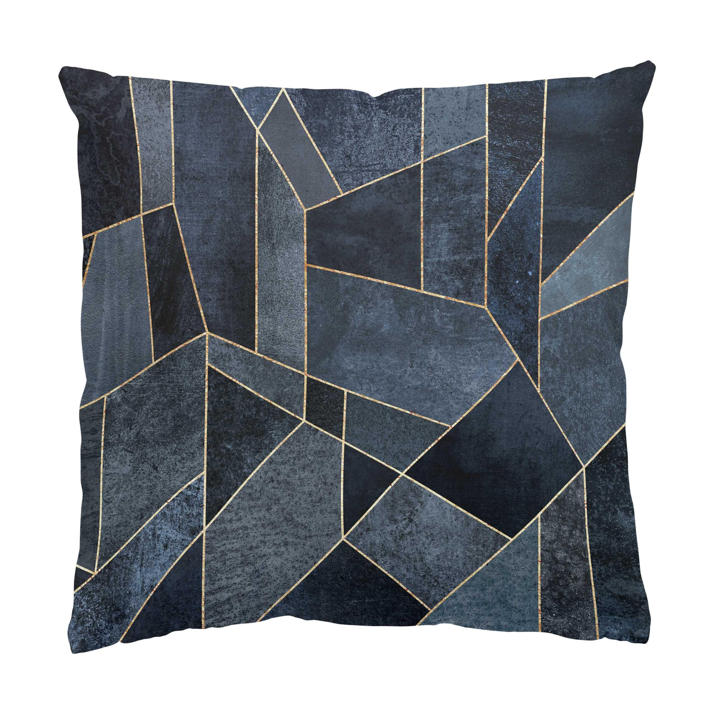 KISSENBEZUG Blaue Geometrie Aquarell 40/40 cm - Blau, Textil (40/40cm) - Bilderwelten