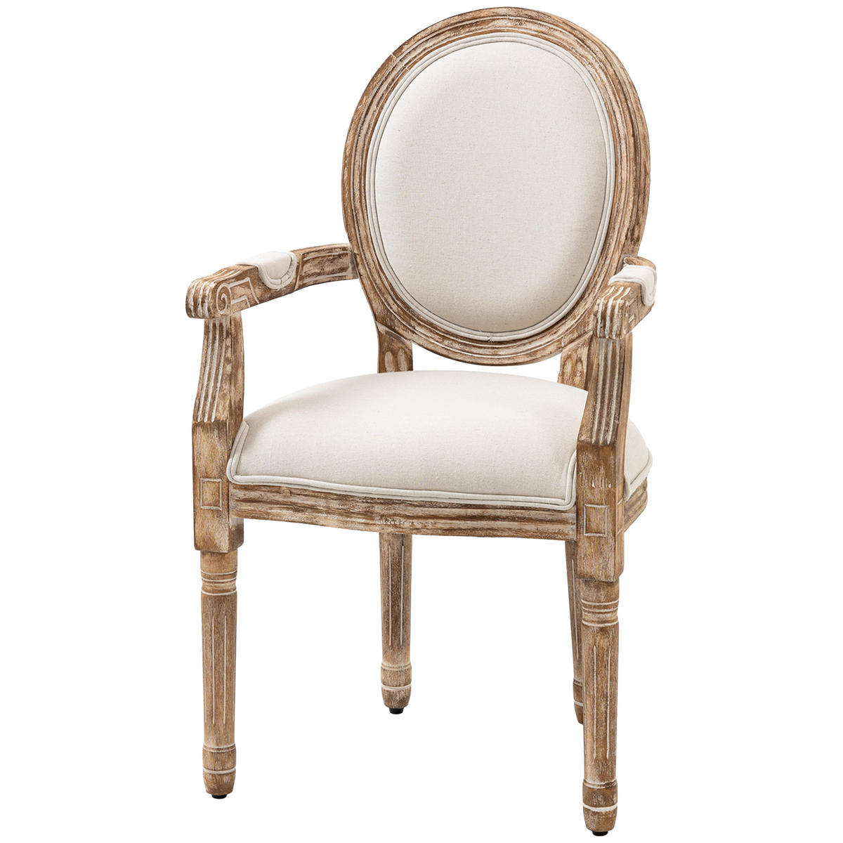 ESSZIMMERSTUHL DE-06861 mit dicker Polsterung und Armlehnen Cremeweiß/Holz - Creme, Holz (56/96/56cm) - ComfortXL