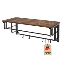 WANDGARDEROBE mit abnehmbaren Haken 60/30/27 cm - Braun, Metall (30/27/60cm) - Intirilife