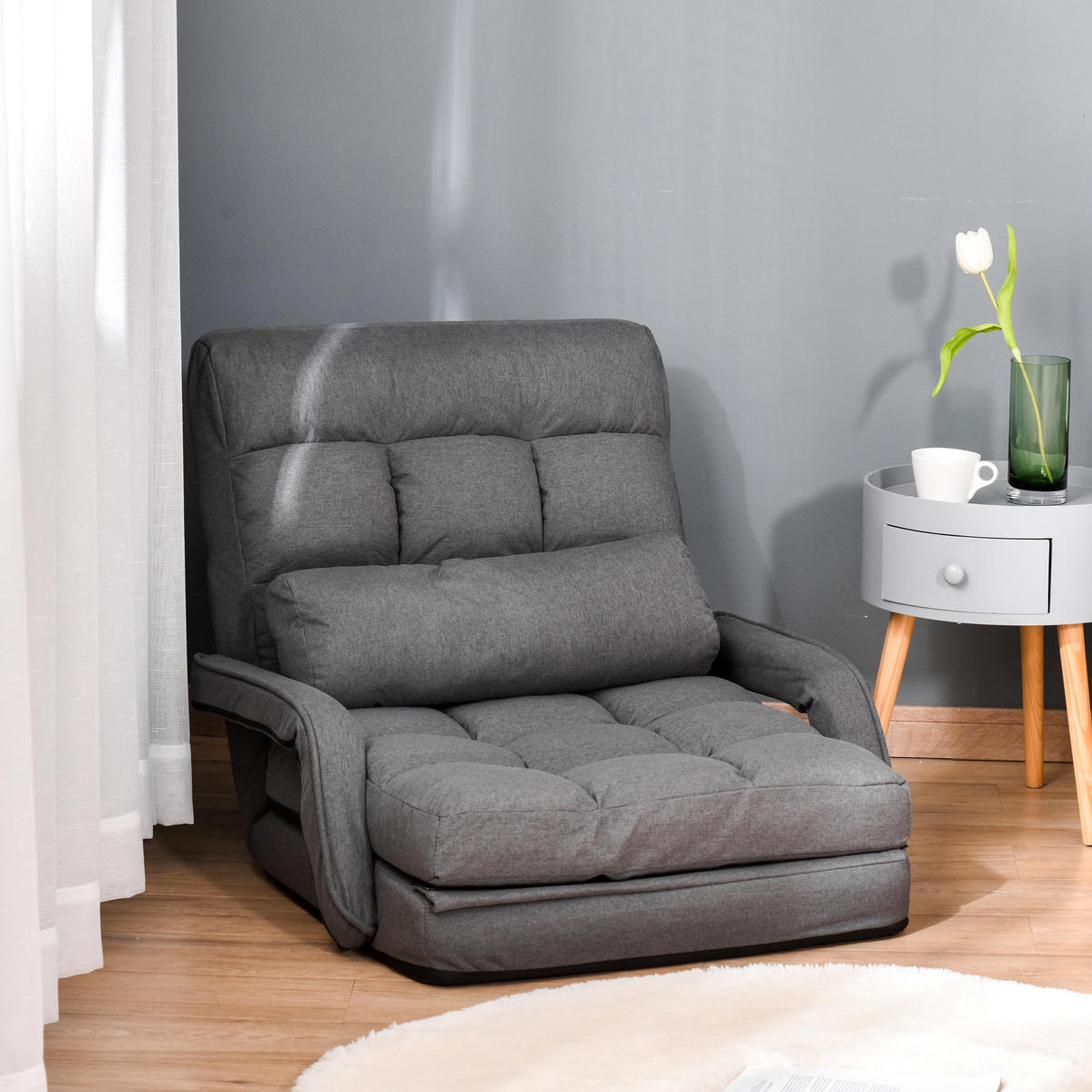 BODENSTUHL mit 5-Fach 78L x 62B x 70H cm Dunkelgrau - Dunkelgrau, Kunststoff (62/70/78cm) - HOMCOM