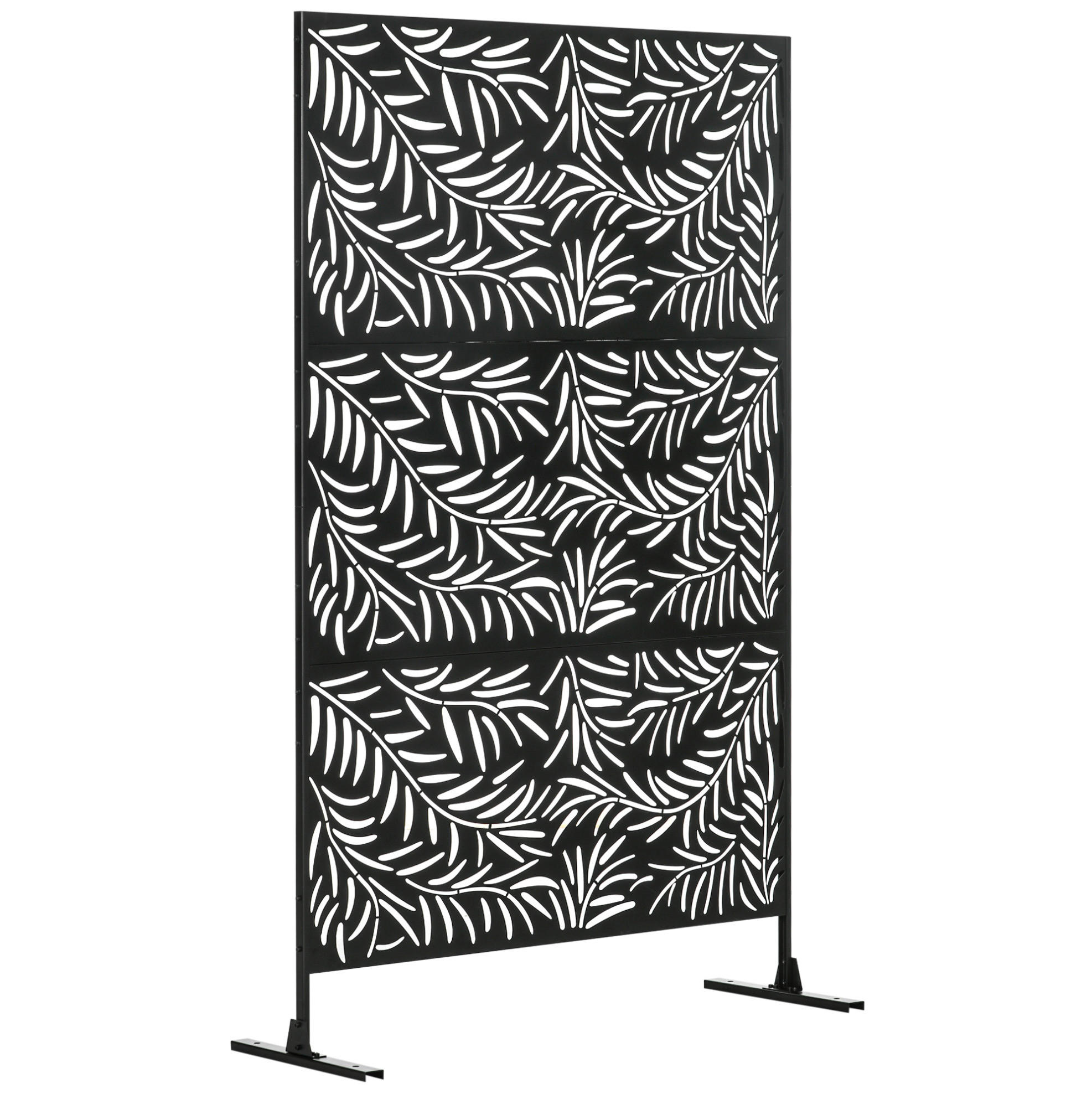 SICHTSCHUTZZAUN 122/45/198 cm schwarz aus Stahl mit Standfüßen - Schwarz, Metall (45/198cm) - OKWISH