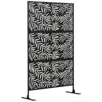 SICHTSCHUTZZAUN 122/45/198 cm schwarz aus Stahl mit Standfüßen - Schwarz, Metall (45/198cm) - OKWISH