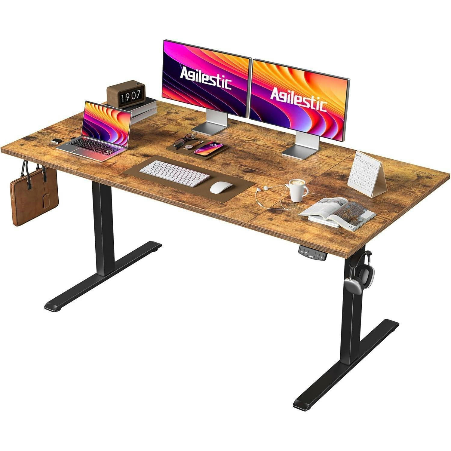SCHREIBTISCH Höhenverstellbar Elektrisch 160 x 80 cm Braun - Braun, Holzwerkstoff (160/80/75cm)