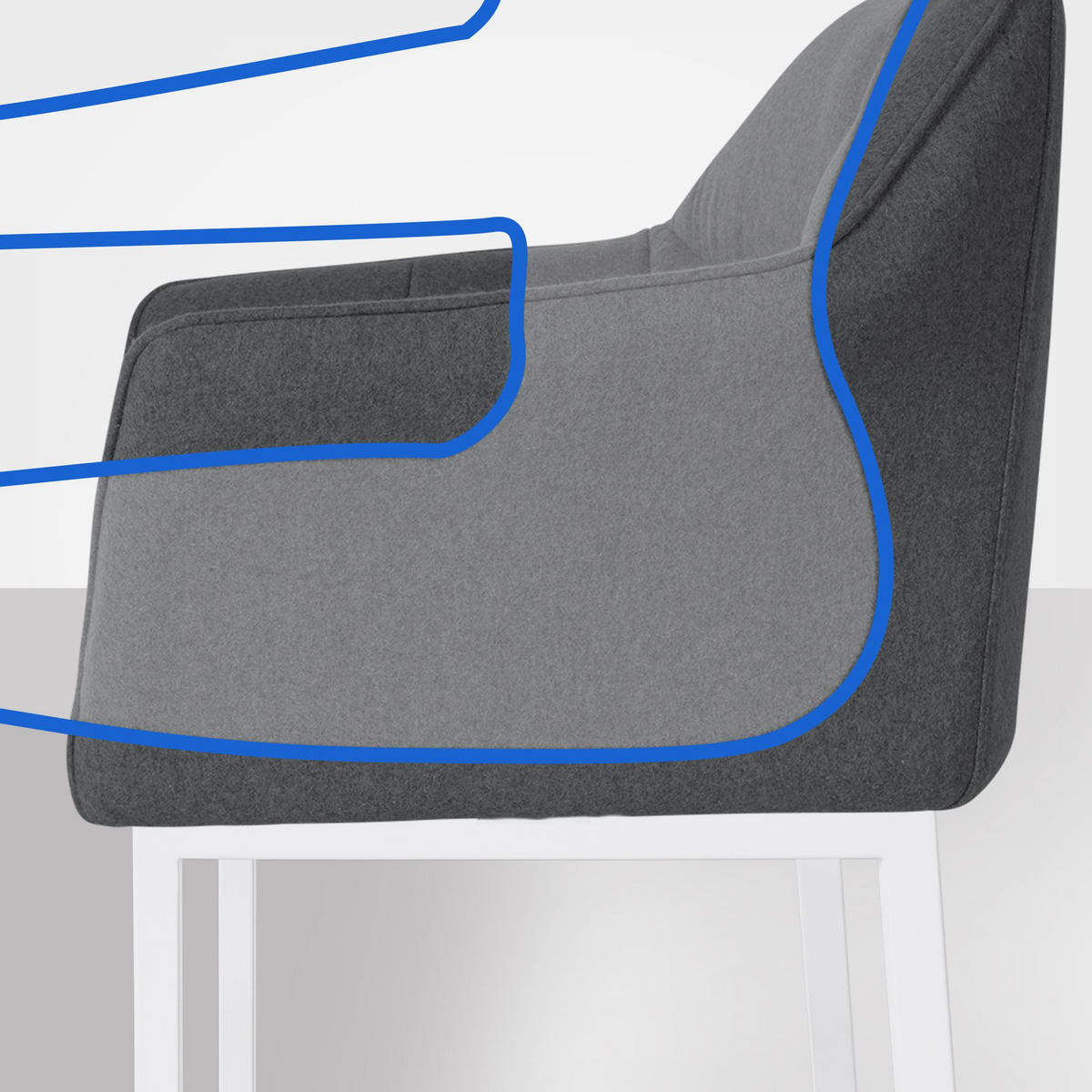 BARHOCKER Filz Anthrazit - Anthrazit/Weiß, Textil/Metall (64/110/48cm) - CLP