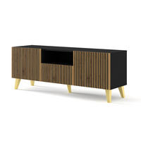TV LOWBOARD Schwarz, Artisan-Schwarz, Gold 150/56/42 - Schwarz, Holzwerkstoff (150/56/42cm) - RAUMHIRSCH FURNITURE