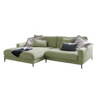 ECKSOFA CARA Grün Cord - Schwarz/Grün, Textil/Metall (272/190cm) - KAWOLA