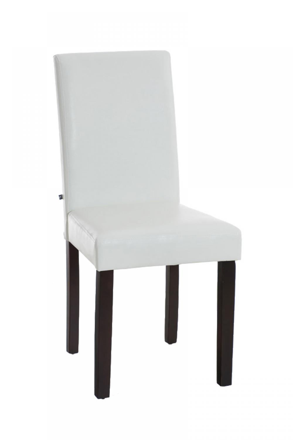 STUHL Lederlook weiß - Dunkelbraun/Weiß, Holz/Textil (41/91/47cm) - CLP