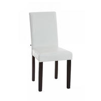 STUHL Lederlook weiß - Dunkelbraun/Weiß, Holz/Textil (41/91/47cm) - CLP