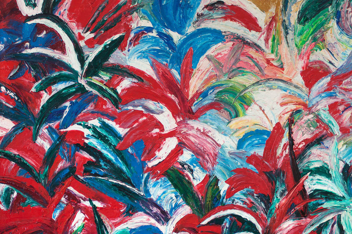 XXL ÖLGEMÄLDE Blau 200/100 cm - Blau/Rot, Textil (200/100cm) - KUNSTLOFT