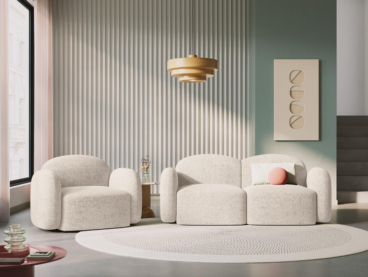 SOFA Blair aus Chenille-Stoff beige clair melange 2 Sitzplätze - Beige, Textil (87/80/194cm) - Micadoni