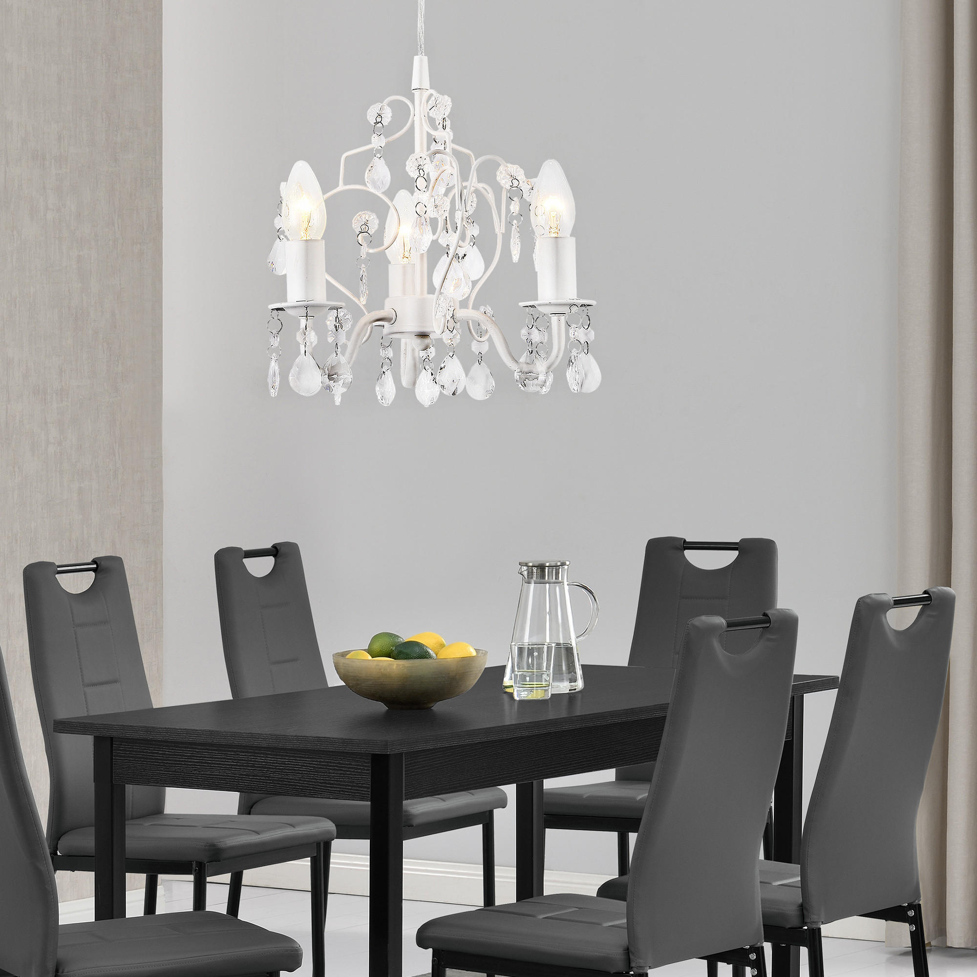 Thumbnail - lux.pro Kronleuchter, Weiß, Metall, 26x140x26 cm, Lampen & Leuchten, Innenbeleuchtung, Hängelampen, Kronleuchter