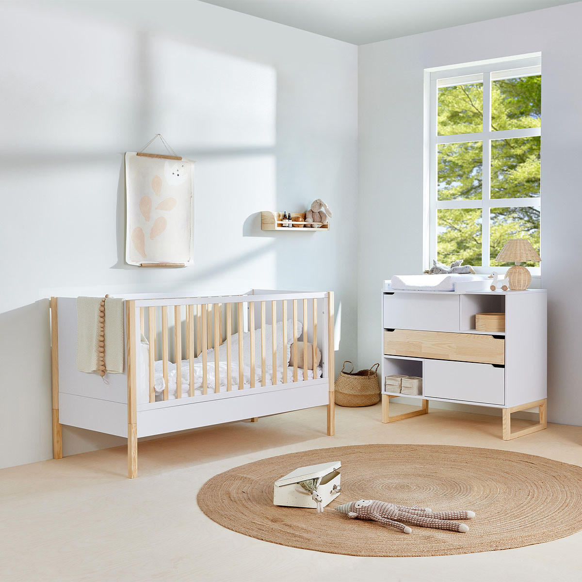 POKOJ PRO MIMINKO 2DÍLNÝ Juliette Bílá a dřevo - bílá, kompozitní dřevo (147.5/91.5/77.5cm) - Petits-meubles