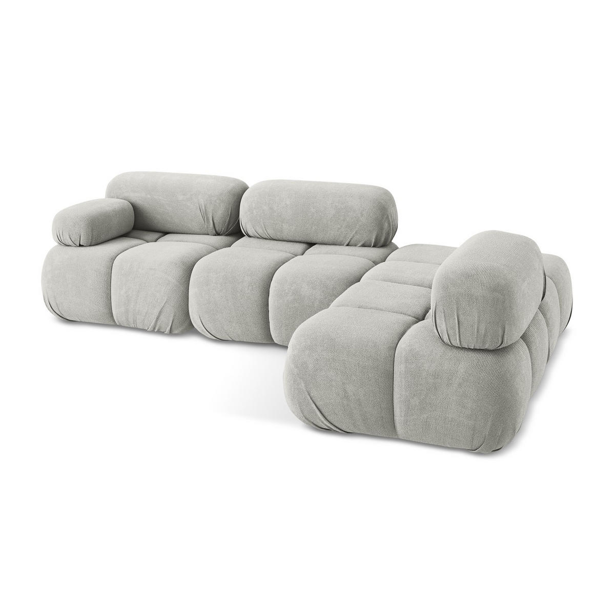 ECKSOFA Rechts Chenille Stoff Grau - Hellgrau/Schwarz, Kunststoff/Textil (285/190cm) - LaMiaSofa