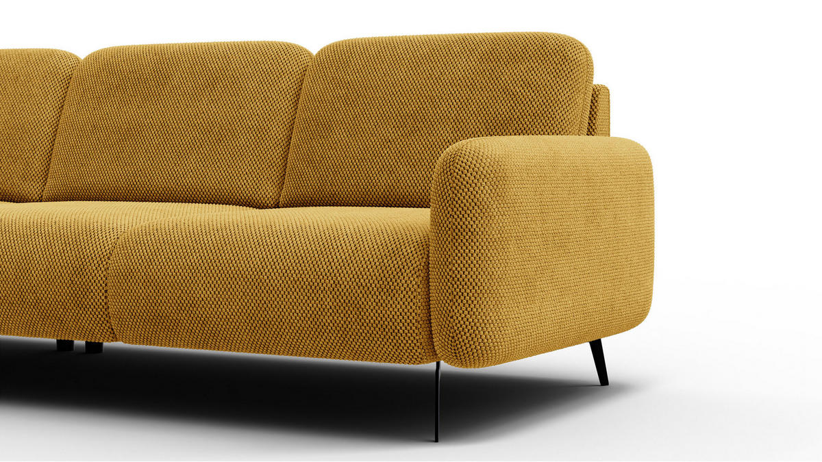 ECKSOFA FEBE 5-Sitzer links, dunkelgelb - Gelb/Schwarz, Holz/Textil (271/190cm) - Courtois Laville